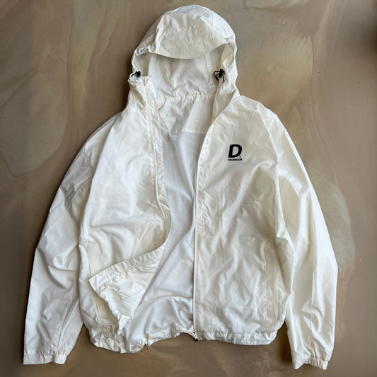 off-white sportswear jacket on a concrete surface